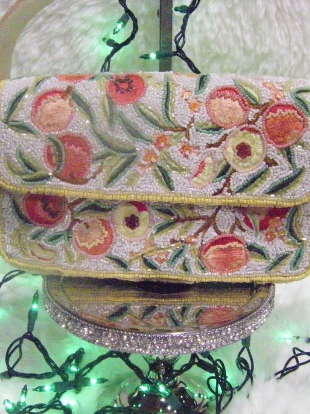 Viral Beaded Shoulder Bag Yellow With Fruit and Charm Handcrafted In India NWT - Picture 8 of 15